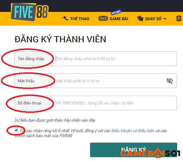 ĐĂNG KÝ FIVE88