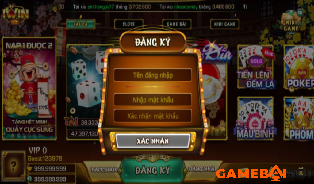 Giao diện đăng ký tại Iwin Club