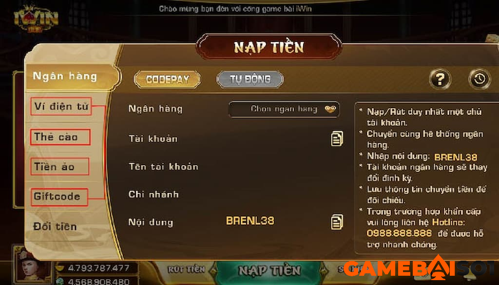 NẠP RÚT TIỀN IWIN