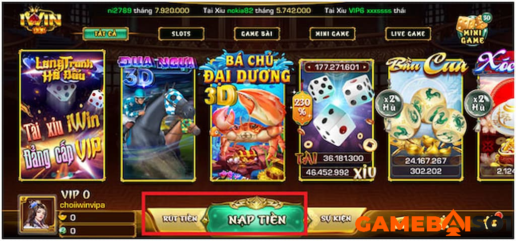 Hướng dẫn nạp, rút tiền tại Iwin Club